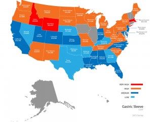 Prices for gastric sleeve surgery by state.