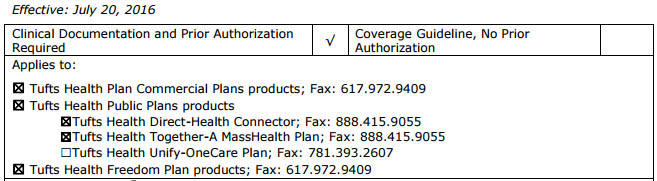 Tufts health plan policies with bariatric surgery coverage.