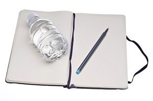 Food journal and water. 